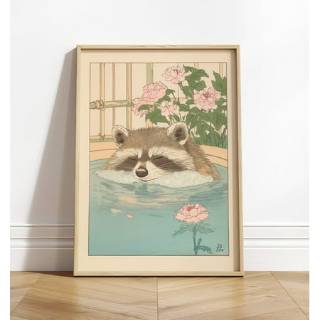 Vintage Japanese Ukiyo e Bathroom Wall Art, Unframed Paper Poster 8x10in
