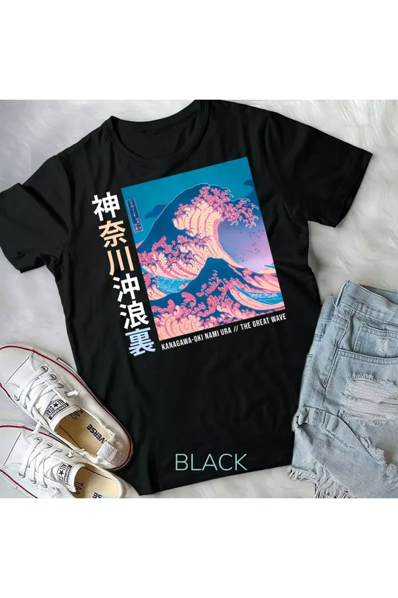 Vintage Japanese Wave in Trendy Streetwear Aesthetic Graphic Design New Unisex T-Shirt