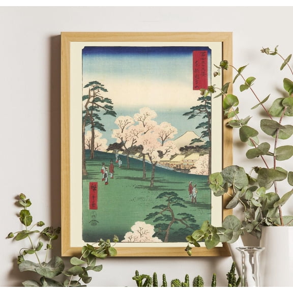 Vintage Japanese poster Utagawa Hiroshige Mt Asuka in the Eastern Capital Ukiyo e Posters Cherry Blossom Mount Fuji Poster, Unframed Poster Size 8x12