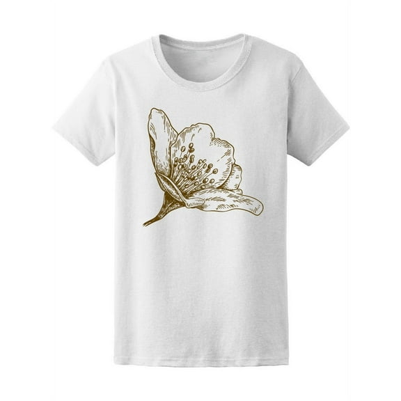 Vintage Jasmine Flower Sketch T-Shirt Women -Image by Shutterstock, Female Large