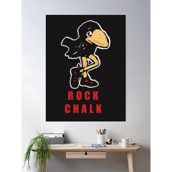 Vintage Jayhawk - Ku Poster Wall Art, Modern Wall Decor For Living Room Bedroom, 8x12 UNFRAMED