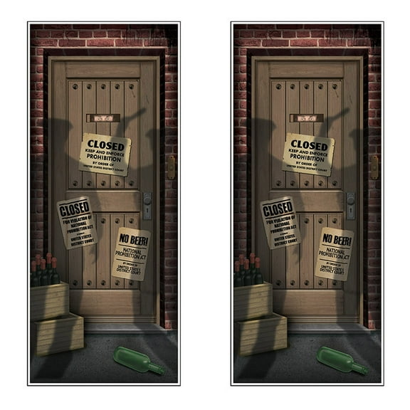 Vintage Jazz Door Covers Set - Transform Your Entryway with Roaring 20's Decor for Gatsby-Themed Parties and Prohibition Era Celebrations, Perfect Wall Prop for Any Event