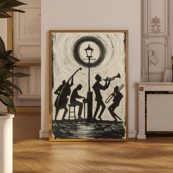 Vintage Jazz Musicians Night Scene Artwork Moody Music Wall Decor Size 24x36 Unframed Poster