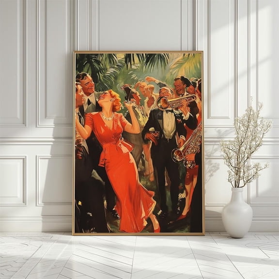 Vintage Jazz Party Poster: 1940s Swing Era Dancing,, Size 8x12 UNFFRAMED F03.1.7l1822