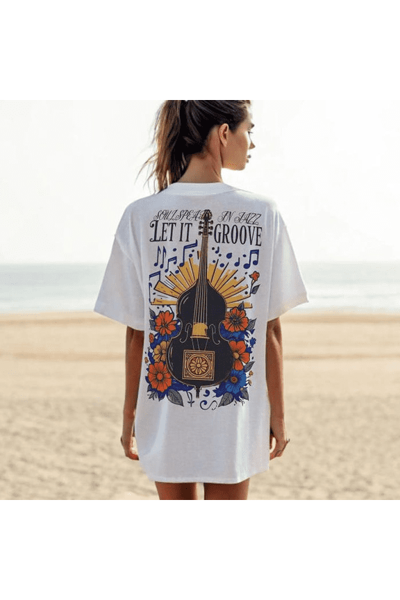 Vintage Jazz Saxophone T-shirt, Groovy Bass & Saxophone Design, Musician Jazz Floral Tee, Jazz Art Shirt, Saxophone Art Top, Jazz Shirt Art