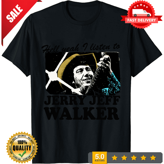 Vintage Jerry Jeff Walker Hell Yeah I Listen To 90s White Full Size T-Shirt, CROWD FAVORIT-TH70315