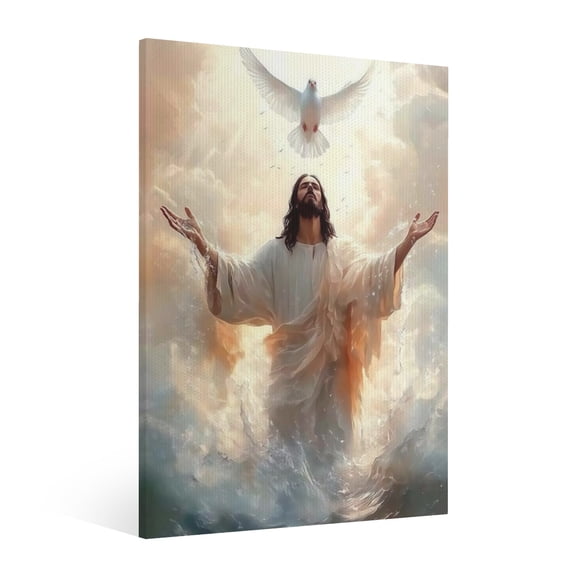 Vintage Jesus Canvas Wall Art Paint Framed, Jesus Pictures Canvas Print Posters Wall Decor, Christian Christmas Wall Art Home Decor for Living & Prayer Room Bedroom Wall Decor Framed