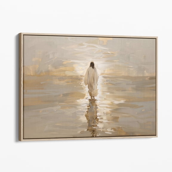 Vintage Jesus Christ Walking On Water Print, Christian Art, Religious Wall Decor, Holy Clouds, Cjcw Warm Vintage Poster , Poster Print Only