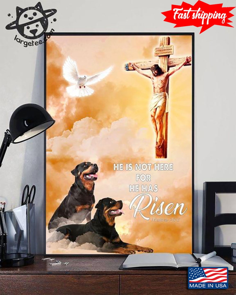 Vintage Jesus Christ With Rottweiler Dogs And Dove Matthew 286 He Is ...