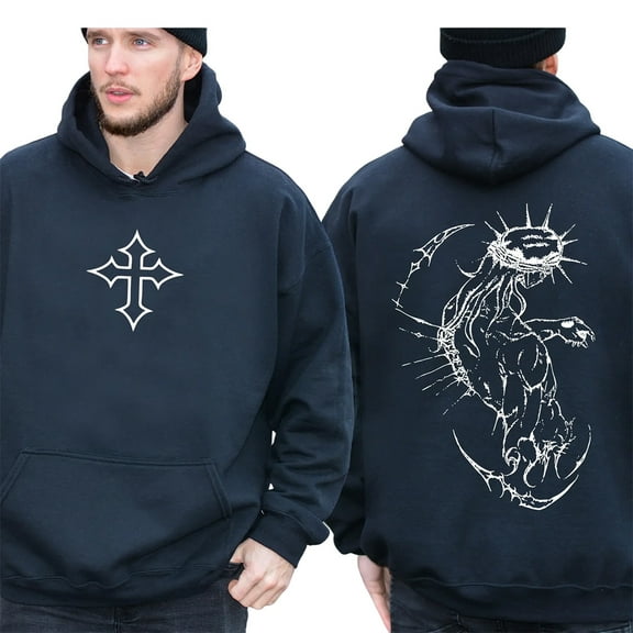 Vintage Jesus Hoodie – Double-Sided Cross and Nail Graphic Pullover, Faith-Inspired Christian Streetwear, Unisex Religious Apparel
