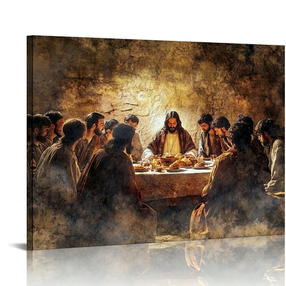 Vintage Jesus Last Supper Canvas Wall Art Print , Christian Pictures Canvas Print Posters Wall Decor, Religious Christian Gifts Wall Art Home Decor for Church Living Room Dining Room Decor Framed