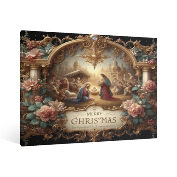 Vintage Jesus Nativity Canvas Wall Art Paint, Jesus Pictures Canvas Print Posters Wall Decor, Christian Christmas Wall Art Home Church Decor for Living & Prayer Room Bedroom Wall Decor Framed