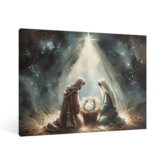 Vintage Jesus Nativity Scene Canvas Wall Art Paint , Christian Jesus Wall Art Decor,Christmas Wall Religious Artwork for Prayer Church Home Living Room,Bedroom Wall Decor Framed