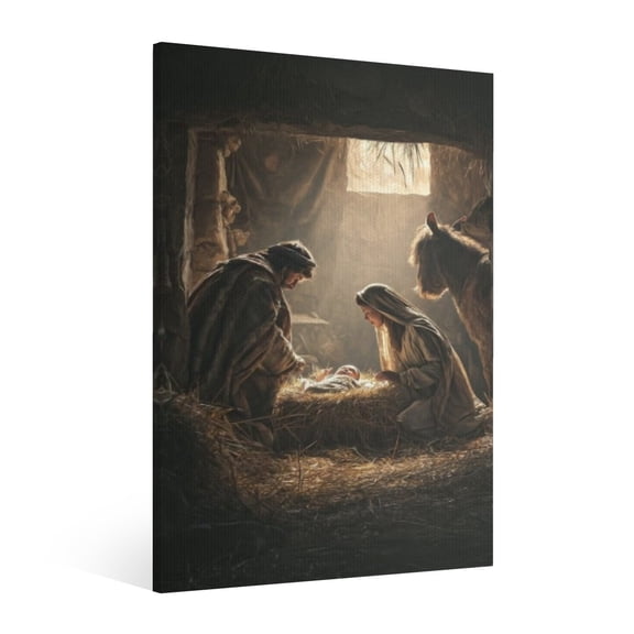 Vintage Jesus Nativity Scene Canvas Wall Art Paint , Christian Jesus Wall Art Decor,Christmas Wall Religious Artwork for Prayer Church Home Living Room,Bedroom Wall Decor Framed