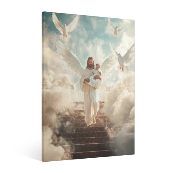 Vintage Jesus Nativity Scene Canvas Wall Art Paint , Christian Jesus Wall Art Decor,Christmas Wall Religious Artwork for Prayer Church Home Living Room,Bedroom Wall Decor Framed