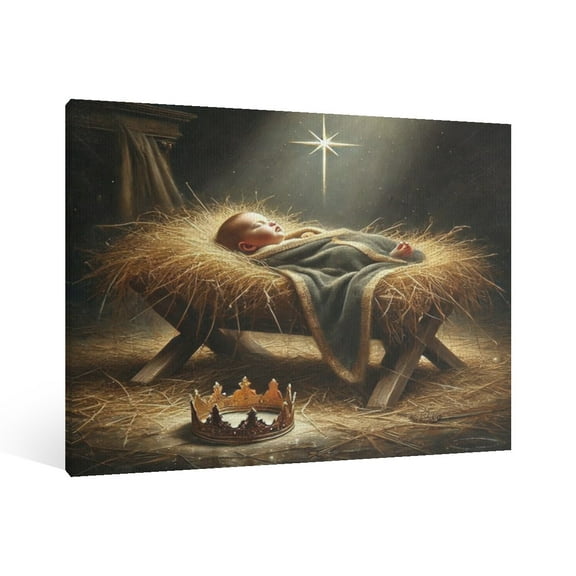 Vintage Jesus Nativity Scene Canvas Wall Art Paint Framed , Christian Watercolor Jesus Wall Art Decor,Christmas Wall Religious Artwork for Home Living Room,Bedroom Wall Decor