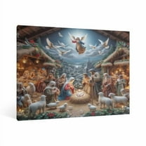 Vintage Jesus Nativity Scene Canvas Wall Art Paint Framed , Christian Watercolor Jesus Wall Art Decor,Christmas Wall Religious Artwork for Home Living Room,Bedroom Wall Decor