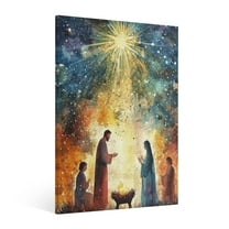 Vintage Jesus Nativity Scene Canvas Wall Art Paint Framed , Christian Watercolor Jesus Wall Art Decor,Christmas Wall Religious Artwork for Home Living Room,Bedroom Wall Decor