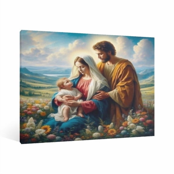 Vintage Jesus Nativity Scene Canvas Wall Art Paint Framed , Christian Watercolor Jesus Wall Art Decor,Christmas Wall Religious Artwork for Home Living Room,Bedroom Wall Decor