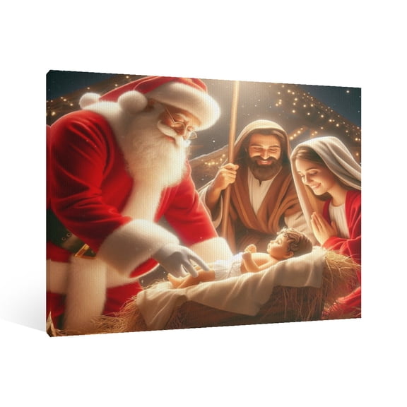 Vintage Jesus Nativity Scene Canvas Wall Art Paint Framed , Christian Watercolor Jesus Wall Art Decor,Wall Religious Artwork for Home Living Room,Bedroom Wall Decor