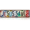 thumbnail image 1 of Vintage Jesus Saves Wall Decor Street Signs Metal Tin Signs 16 x 4 Inches, 1 of 4