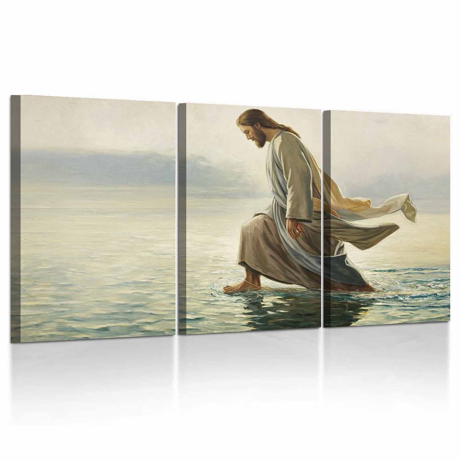Vintage Jesus Walking On Water Canvas Wall Art Print for Bedroom Living ...