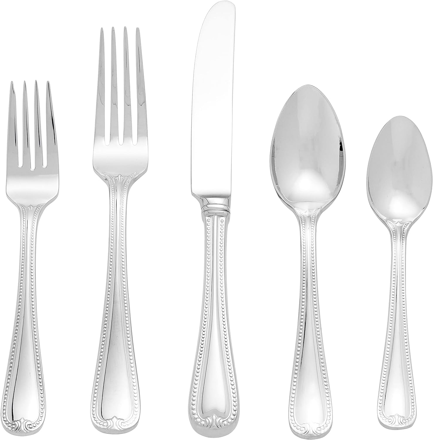 20-Piece Stainless Steel Flatware Set with Beaded Trim