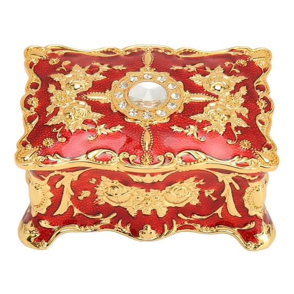 Vintage Jewelry Box Mini European Style Antique Jewelry Box Metal Enamel Ring Necklace Earring Organizer