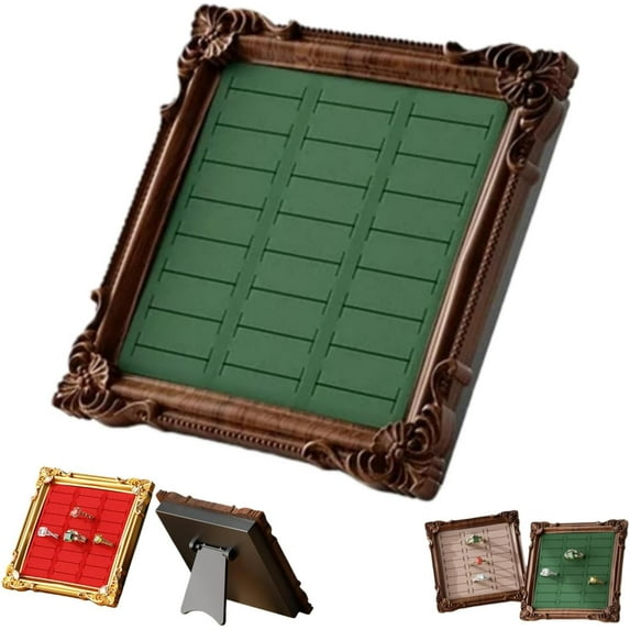 Vintage Jewelry Display Stand with Frame Tray Elegant European Style Ring & Earring Holder for Dressing Table,Store Counter,Wedding Storage Dish Gift for Women