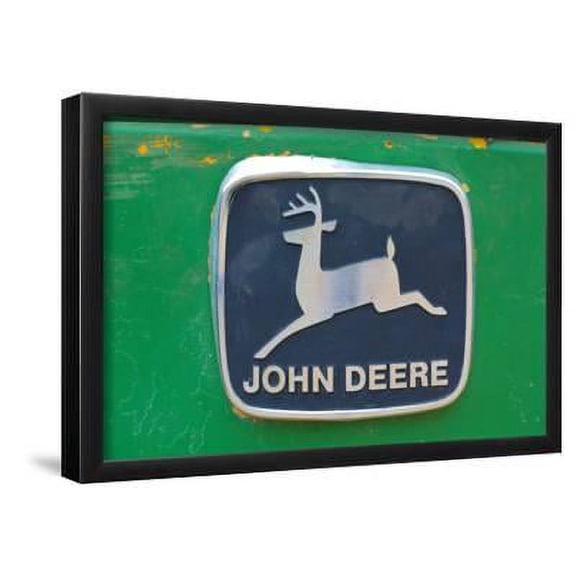 Vintage John Deere Tractor Metal Emblem Photo Poster, Framed Art Print Wall Art Sold by Art.Com