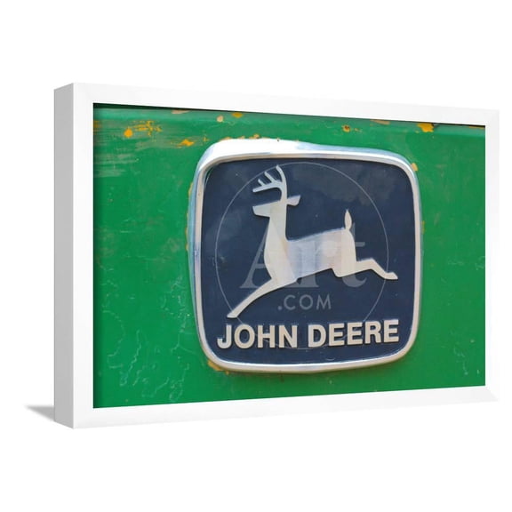 Vintage John Deere Tractor Metal Emblem Photo Poster, Framed Art Print Wall Art Sold by Art.Com