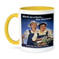 thumbnail image 1 of 3dRose, Vintage Join the US Crop Corps Work on a Farm this Summer WPA Poster, 11oz Two-Tone Yellow Mug, 1 of 7