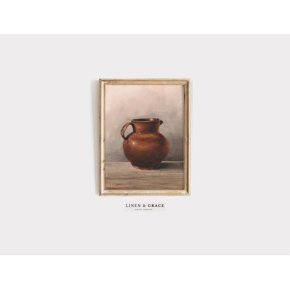 Vintage Jug Study / Still Life / / Vintage Kitchen Art / Entry Wall Decor, Unframed Paper Poster 8x10in