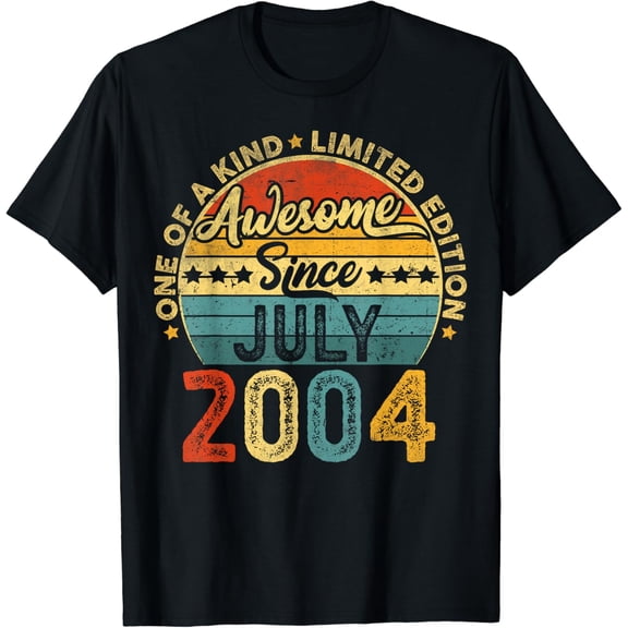 Vintage July 2004 20 Years Old 20th Birthday Men Women Funny Creative Graphic T-Shirt