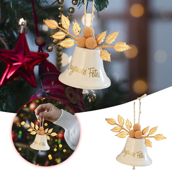 Vintage Jumbo Sleigh Bell Ornaments - Rustic Metal Christmas Bell with Plaid Ribbon for Tree Hanging, Farmhouse Holiday Party Decor