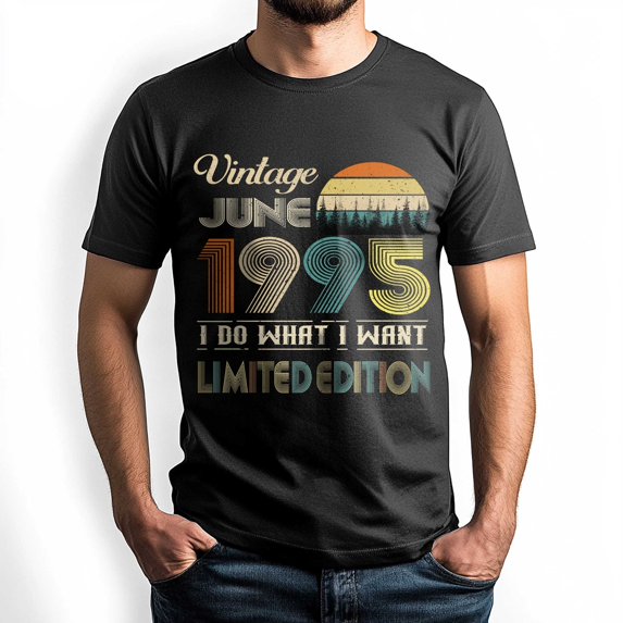 Vintage June 1995 T-Shirt - Retro Style Birthday Tee for Men - Meaningful Birthday Gift for June Born