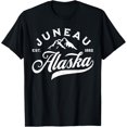 thumbnail image 1 of Vintage Juneau Alaska AK Mountains Family Vacation Souvenir T-ShirtMen's and women's gift, black and white T-shirt, size: Extra large S-4XL, 1 of 4