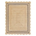 thumbnail image 1 of Vintage Jute Area Rug Decor Braided Rectangular Scalloped Vintage Carpet with Multi Border Navy 3' x 5' BY KALVEERA, 1 of 5