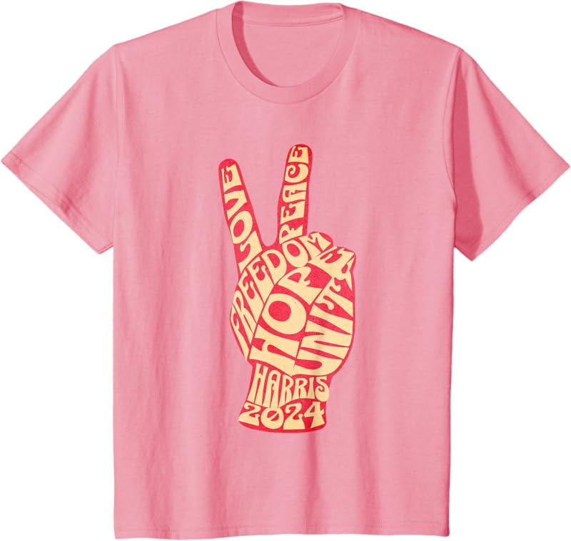 Vintage Kamala Harris 2024 For President Campaign Peace Sign TShirt