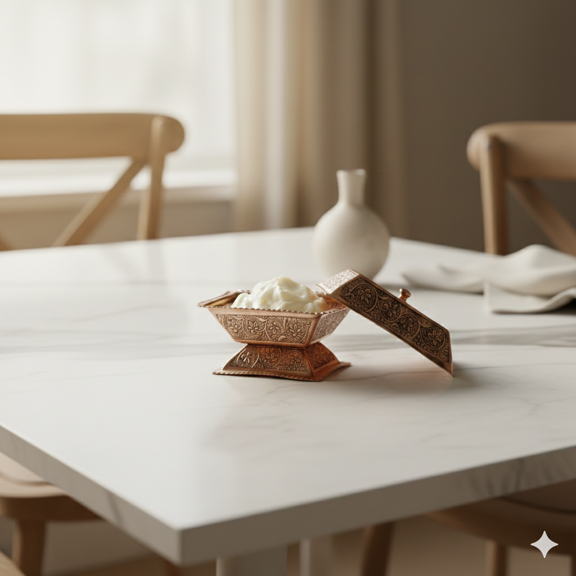 Vintage Kashmiri Copper Butter Box (Black) Kitchen Essential Item