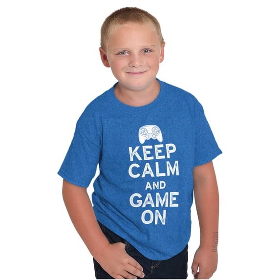 Vintage Keep Calm Video Game On Nerd Crewneck T Shirts Boy Girl Teen Brisco Brands L