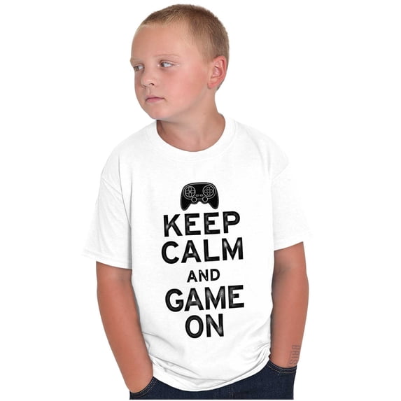 Vintage Keep Calm Video Game On Nerd Crewneck T Shirts Boy Girl Teen Brisco Brands L