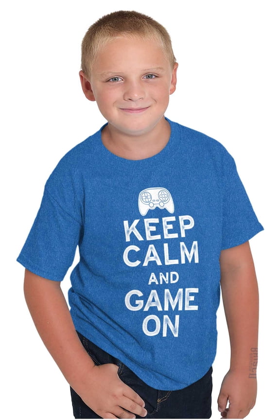 Vintage Keep Calm Video Game On Nerd Crewneck T Shirts Boy Girl Teen Brisco Brands M