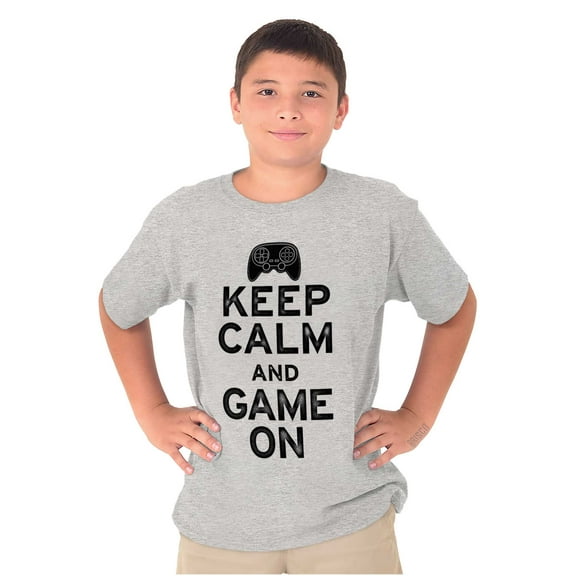 Vintage Keep Calm Video Game On Nerd Crewneck T Shirts Boy Girl Teen Brisco Brands X