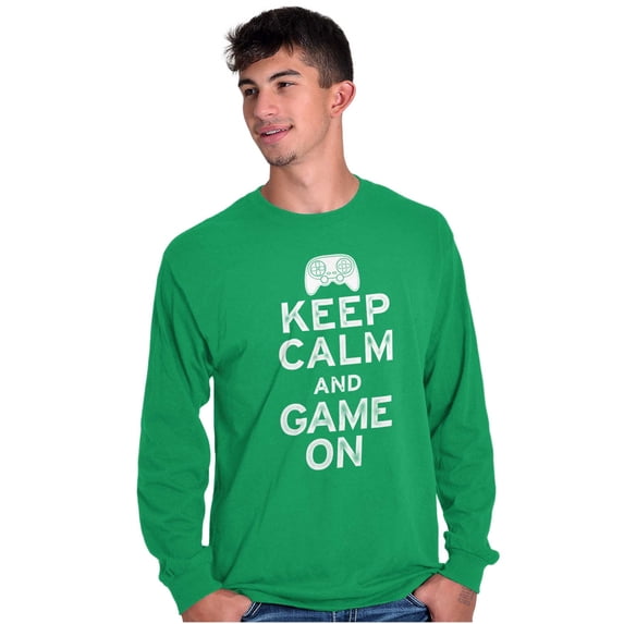 Vintage Keep Calm Video Game On Nerd Long Sleeve TShirt Men Women Brisco Brands 3X