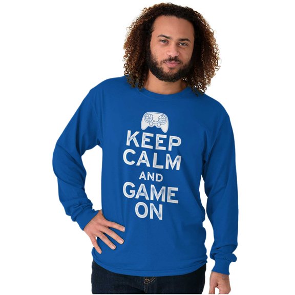 Vintage Keep Calm Video Game On Nerd Long Sleeve TShirt Men Women Brisco Brands L