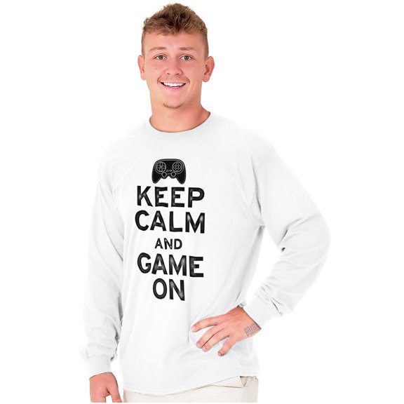 Vintage Keep Calm Video Game On Nerd Long Sleeve TShirt Men Women Brisco Brands S