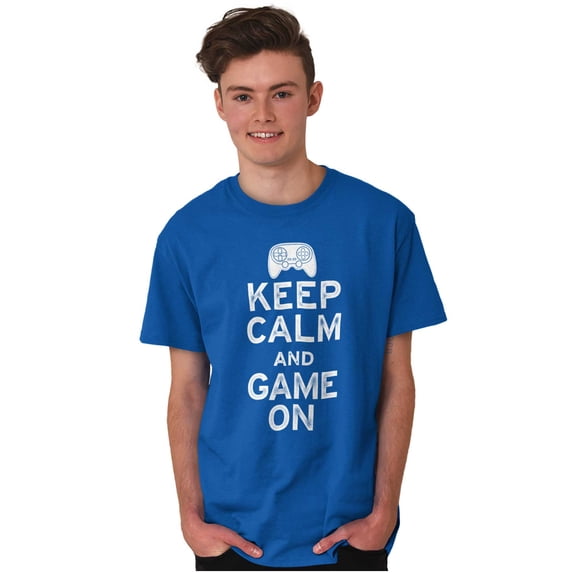 Vintage Keep Calm Video Game On Nerd Men's Graphic T Shirt Tees Brisco Brands X