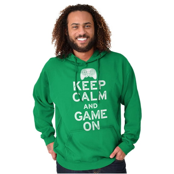 Vintage Keep Calm Video Game On Nerd Unisex Plus Fleece Graphic Hoodie Brisco Brands 2X
