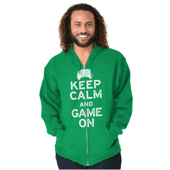 Vintage Keep Calm Video Game On Nerd Zip Up Hoodie Men's Women's Brisco Brands S